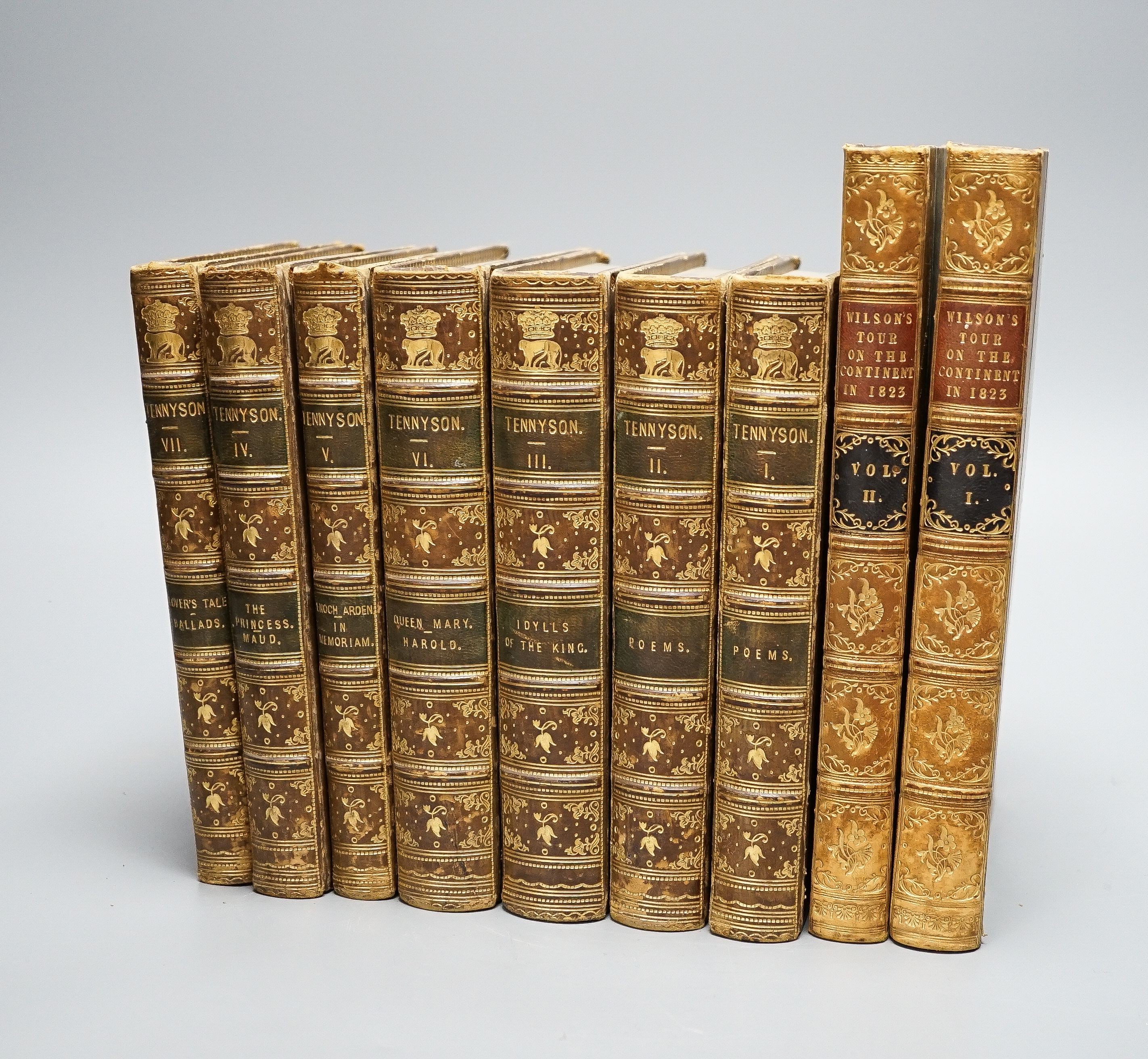 Bindings - The works of Tennyson, 7 Volumes and two others